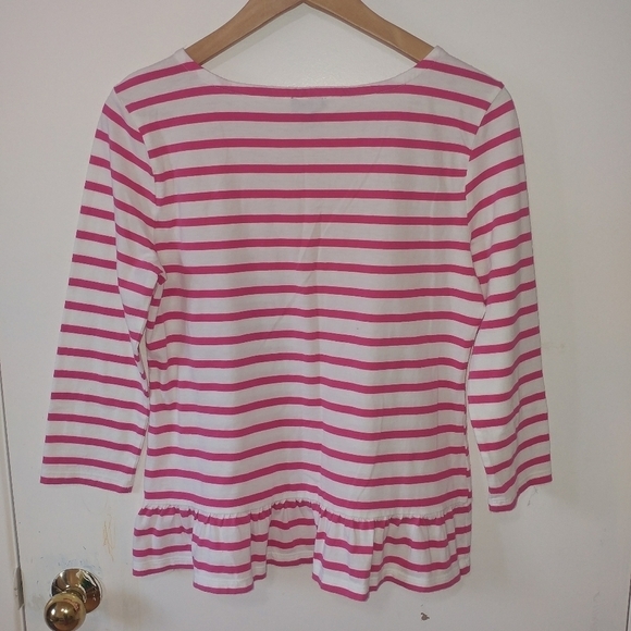 Talbots Cotton Striped Top Peplum - Picture 4 of 9